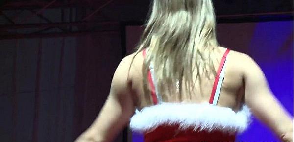  Three Mrs. Santa Claus strippers getting dirty